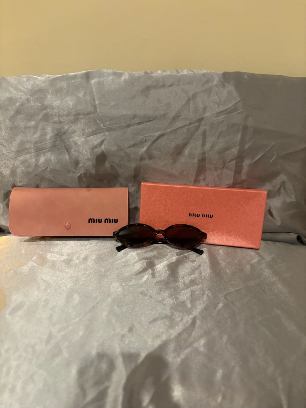Miu Miu Tortoiseshell Sunglasses with Pink Case and Box